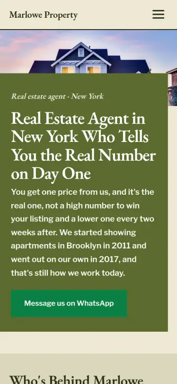 The Marlowe Property website on a phone