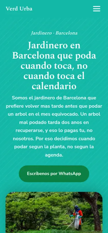 The Verd Urbà website on a phone